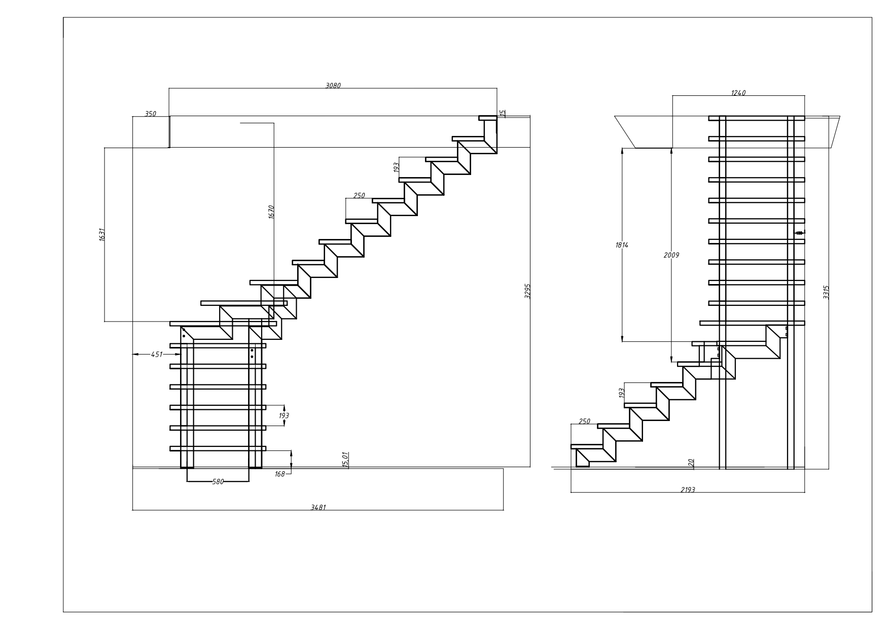 чертеж металлокаркаса лестницы 6